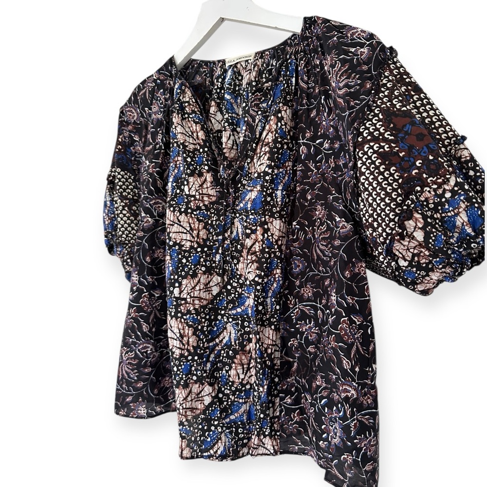 Ulla Johnson • Arusi Printed Cotton and Silk-Blend Blouse Batik Top - Picture 8 of 11